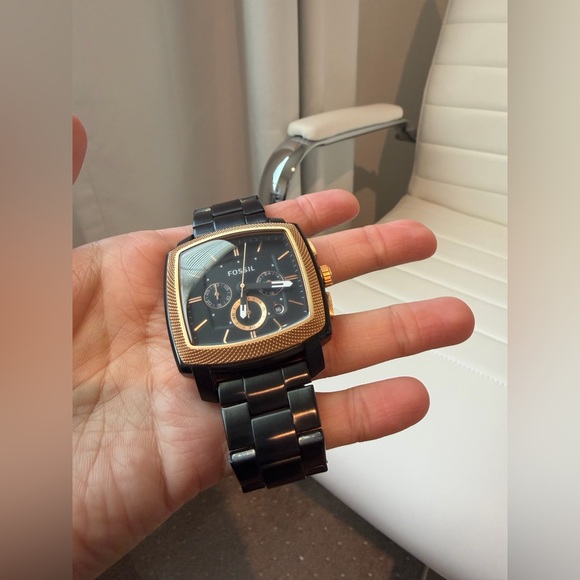 Fossil Watch Chronograph Stainless Steel Rose Gold Tone Black - Picture 5 of 15